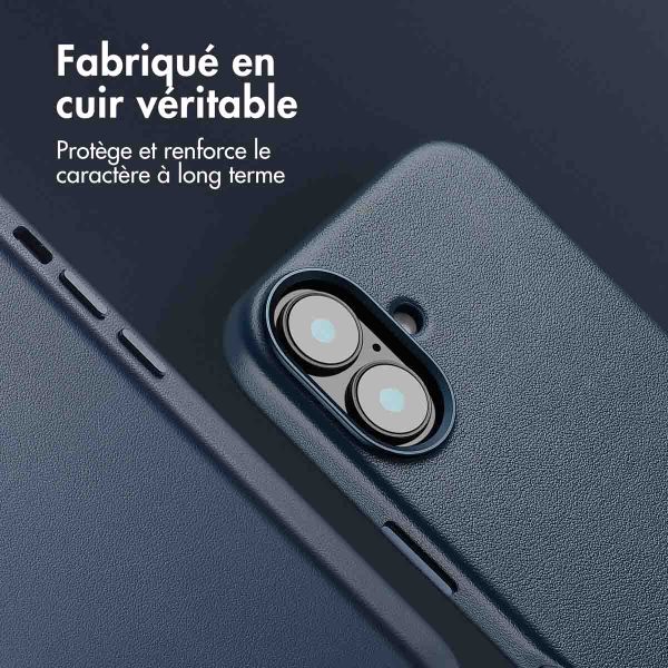 Accezz Coque arrière en cuir avec MagSafe Apple iPhone 16 - Nightfall Blue