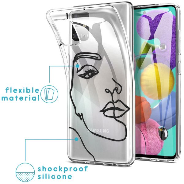 imoshion Coque Design Samsung Galaxy A51 - Visage abstrait - Noir