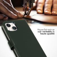 Selencia Étui de téléphone portefeuille en cuir véritable iPhone 15 Plus - Vert