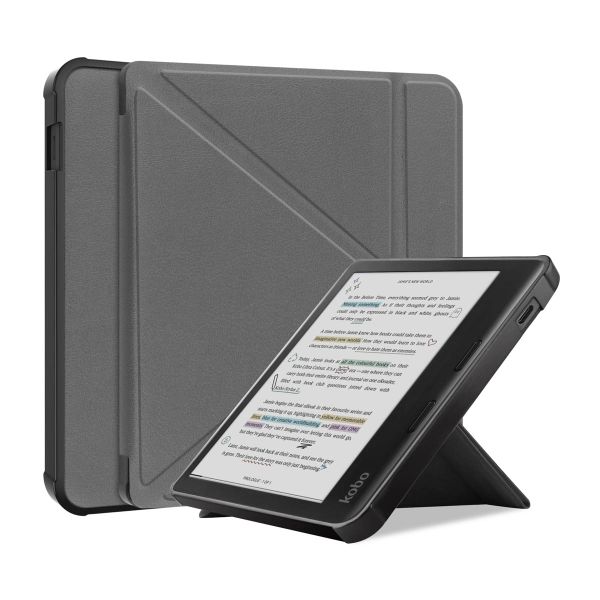 imoshion Étui de liseuse portefeuille Pliable Kobo Libra Colour - Gris