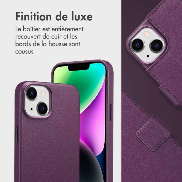 Accezz Étui de télephone portefeuille en cuir 2-en-1 avec MagSafe Apple iPhone 14 - Heath Purple