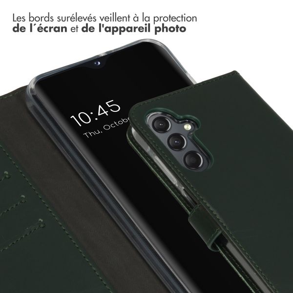 Selencia Étui de téléphone portefeuille en cuir véritable Samsung Galaxy A25 (5G) - Vert