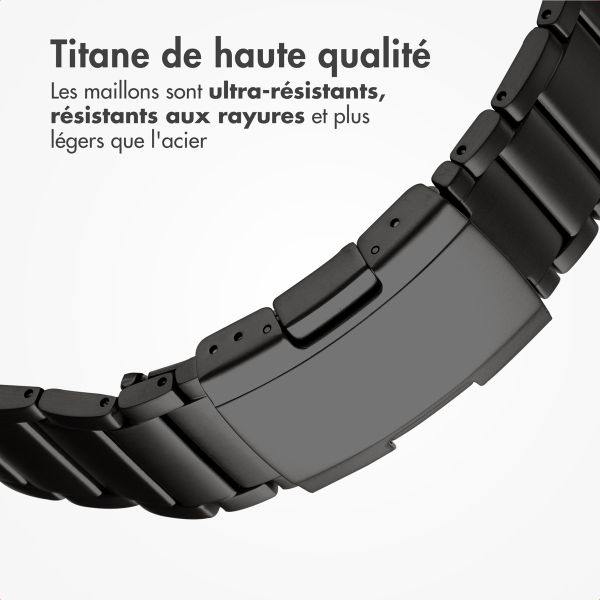 Accezz Bracelet en acier Titane mat  - Connexion Garmin 22 mm - Noir