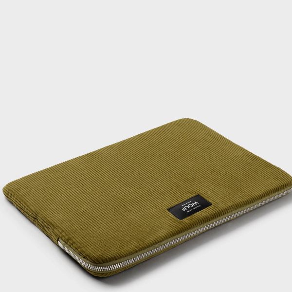 Wouf Corduroy Pochette ordinateur 13-14 pouces - Olive