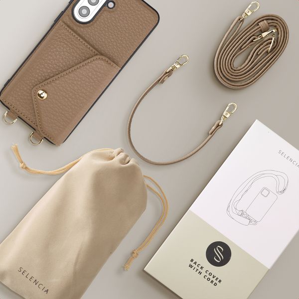 Selencia Coque de télephone Sera avec cordon et porte-cartes enveloppe Samsung Galaxy A57 (5G) - Taupe