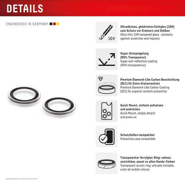 Displex CamGlass Single Protection d'objectif de caméra Apple iPhone 16 / 16 Plus / 17