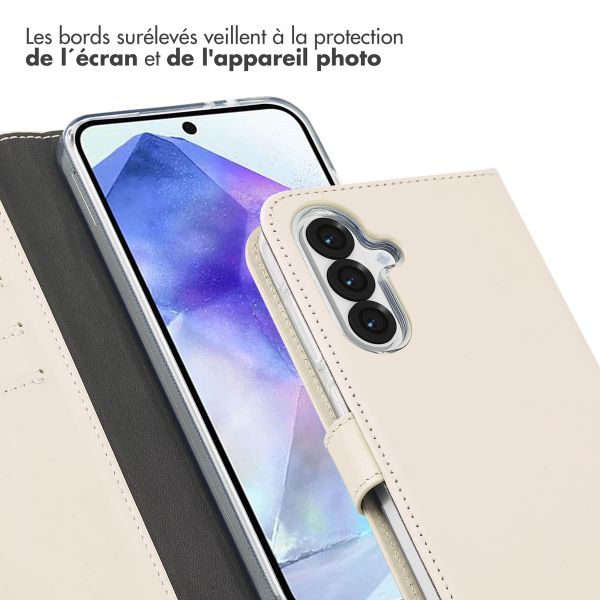 Selencia Étui portefeuille en cuir véritable Samsung Galaxy A36 - Greige