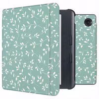 imoshion Design Slim Hard Sleepcover avec support Kobo Libra Colour - Smoke Green Flowers
