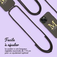 Coque de couleur personnalisée MagSafe avec cordon amovible  et lettre iPhone 15 - Black Coffee