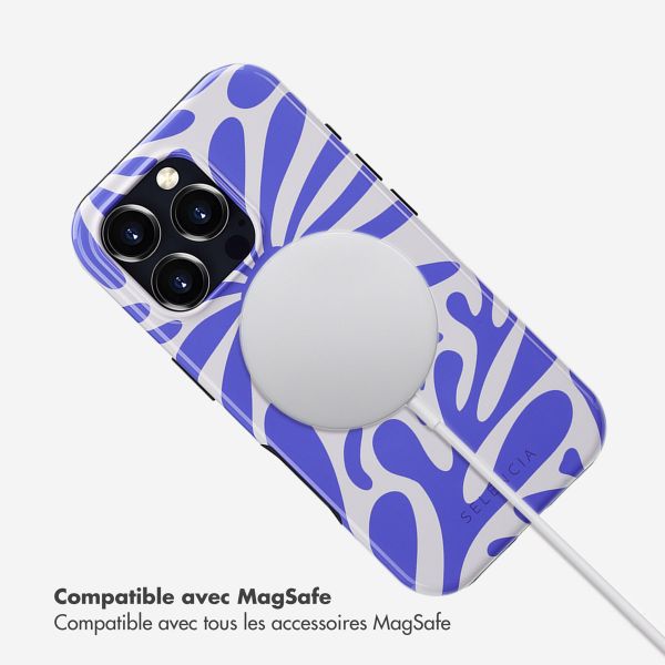 Selencia Coque arrière Vivid Tough avec MagSafe iPhone 16 Pro - Modern Bloom Sapphire Blue