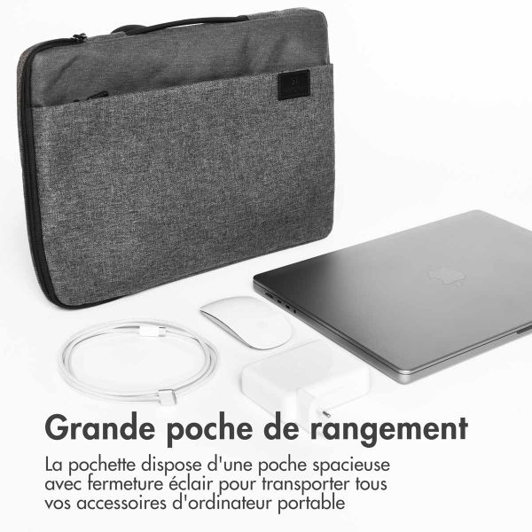 imoshion Pochette ordinateur 15-16 pouces - Pochette ordinateur avec poignée - Convient aux ordinateurs portables jusqu'à 15,6 pouces - Gris