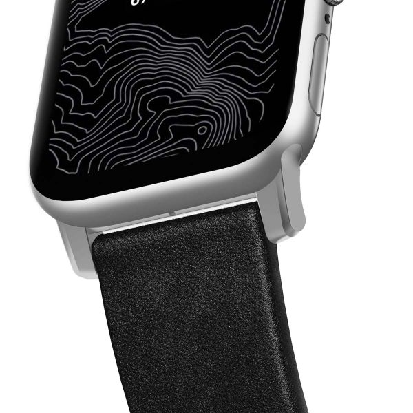 Nomad Bracelet moderne en cuir Apple Watch Series 1 t/m 11 / SE / Ultra (44/45/46/49 mm) - Black / Silver