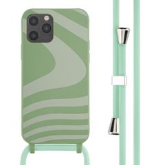 imoshion Coque design en silicone avec cordon Apple iPhone 12 (Pro) - Retro Green