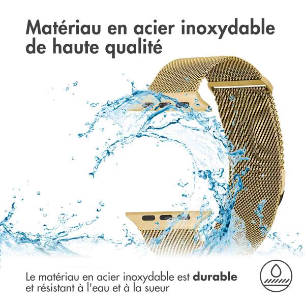 imoshion Bracelet magnétique milanais Apple Watch Series 1-10 / SE / Ultra (2) - 42/44/45/46/49 mm - Taille S - Dorée