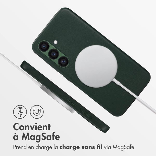 Accezz Coque arrière en cuir avec MagSafe Samsung Galaxy S24 - Cedar Green