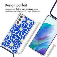 imoshion Coque Design avec cordon Samsung Galaxy S21 FE - Cobalt Blue Flowers Connect