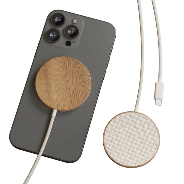 Woodcessories Chargeur sans fil MagPad - Compatible avec MagSafe et Qi2 - Bois de chêne