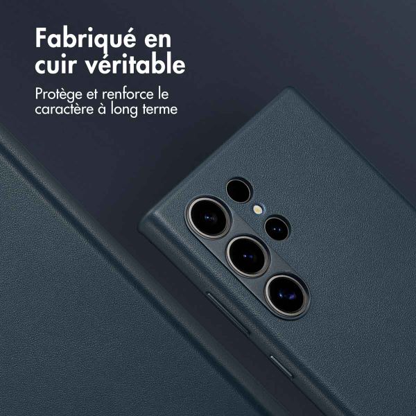 Accezz Coque arrière en cuir avec MagSafe Samsung Galaxy S24 Ultra - Nightfall Blue