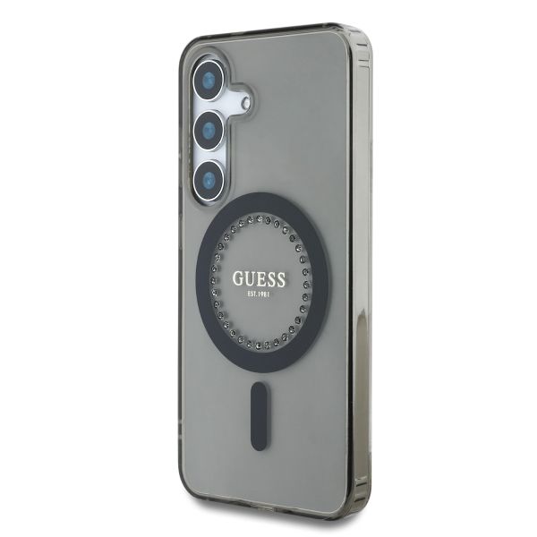 Guess Coque MagSafe IML avec strass Samsung Galaxy S25 - Noir