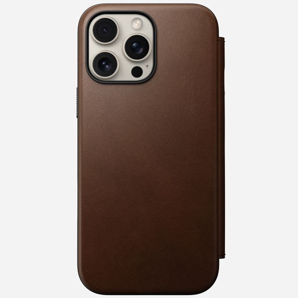 Nomad Étui de télephone portefeuille Modern Leather Folio Apple iPhone 16 Pro Max - Marron