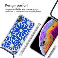 imoshion Coque Design avec cordon Apple iPhone X / Xs - Cobalt Blue Flowers Connect