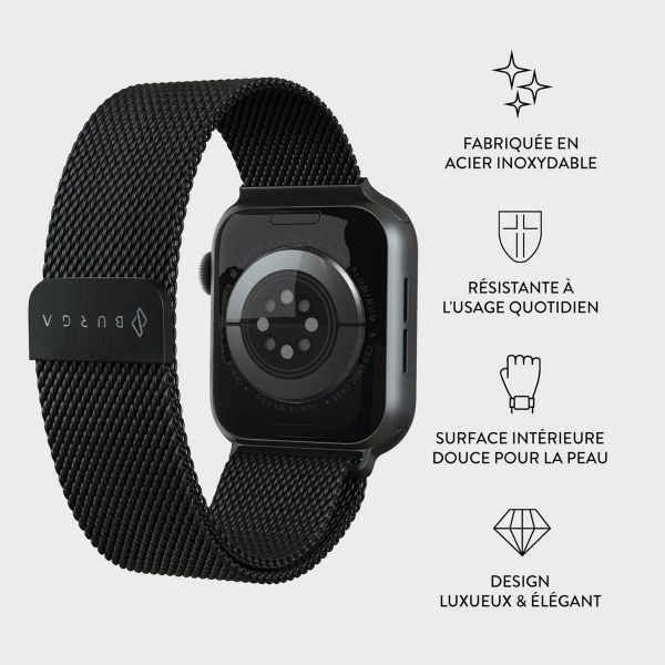 Burga Bracelet milanais Apple Watch Series 1 á 9 / SE (38/40/41 mm) | Series 10 (42 mm) - Noir