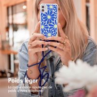 imoshion Coque Design avec cordon Samsung Galaxy A15 (5G/4G) - Cobalt Blue Flowers Connect