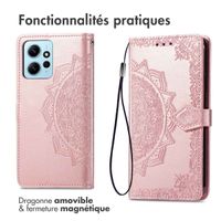 imoshion Etui de téléphone portefeuille Mandala Xiaomi Redmi Note 12 (4G) - Rose Dorée