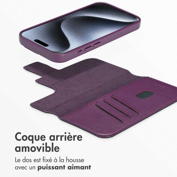 Accezz Étui de télephone portefeuille en cuir 2-en-1 avec MagSafe Apple iPhone 15 Pro - Heath Purple
