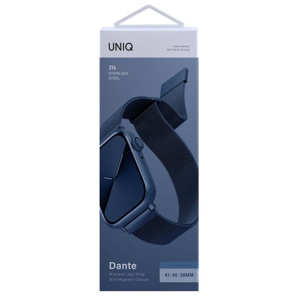 Uniq Bracelet en acier Dante Mesh Apple Apple Watch Series 1 á 9 / SE (38/40/41 mm) | Series 10 (42 mm) - Bleu Cobalt