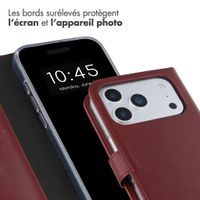 Selencia Étui portefeuille en cuir véritable Apple iPhone 17 Pro - Burgundy