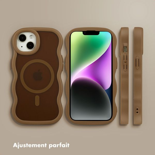 Selencia Coque arrière Wavy avec MagSafe Apple iPhone 14 / 13 - Mocha Brown