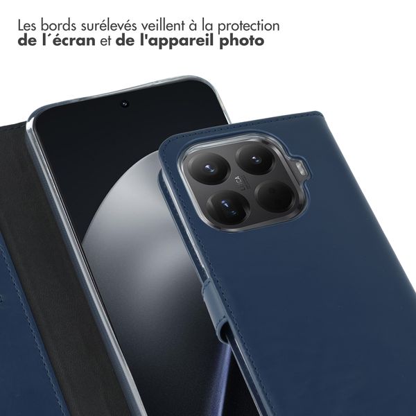 Selencia Étui portefeuille en cuir véritable Xiaomi 15T Pro - Bleu foncé