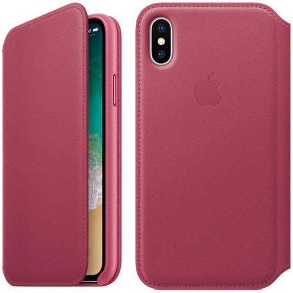 Apple Étui de téléphone Leather Folio Apple iPhone Xs / X - Berry