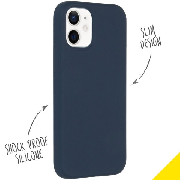 Accezz Coque Liquid Silicone Apple iPhone 12 Mini - Bleu foncé