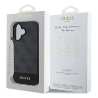 Guess Coque arrière Bottom Stripe 4G iPhone 16 - Gris