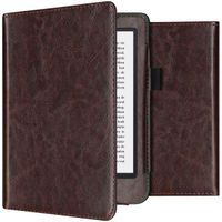 imoshion Étui de liseuse portefeuille en cuir végan Kobo Clara 2E / Tolino Shine 4 - Marron foncé