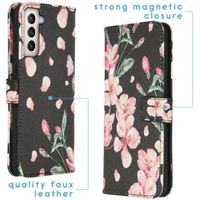 imoshion Design Softcase Bookcase Samsung Galaxy S21 Plus - Blossom Watercolor Black