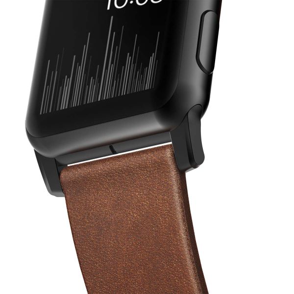 Nomad Bracelet en cuir moderne Apple Watch Series 1 á 10 / SE / Ultra (2) (44/45/46/49 mm) - Marron/Noir