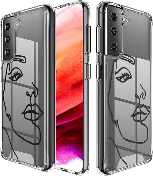 imoshion Coque Design Samsung Galaxy S21 FE - Visage abstrait - Noir