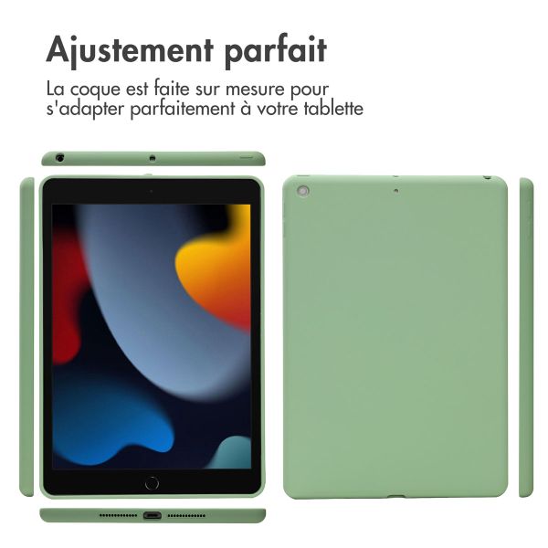 Accezz Coque Liquid Silicone iPad 9 (2021) 10.2 pouces / iPad 8 (2020) 10.2 pouces / iPad 7 (2019) 10.2 pouces - Vert clair