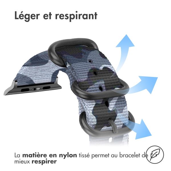 imoshion Bracelet robuste en nylon Apple Watch Series 1 - 9 / SE (38/40/41 mm) | Series 10 / 11 (42 mm) - Camouflage Grey