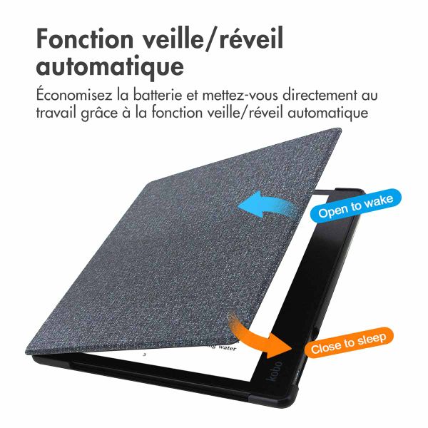 imoshion Étui de liseuse portefeuille Canvas Sleepcover Kobo Elipsa 2E - Noir