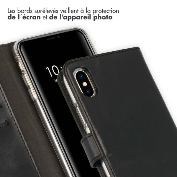 Selencia Étui portefeuille en cuir véritable Apple iPhone X / Xs - Noir