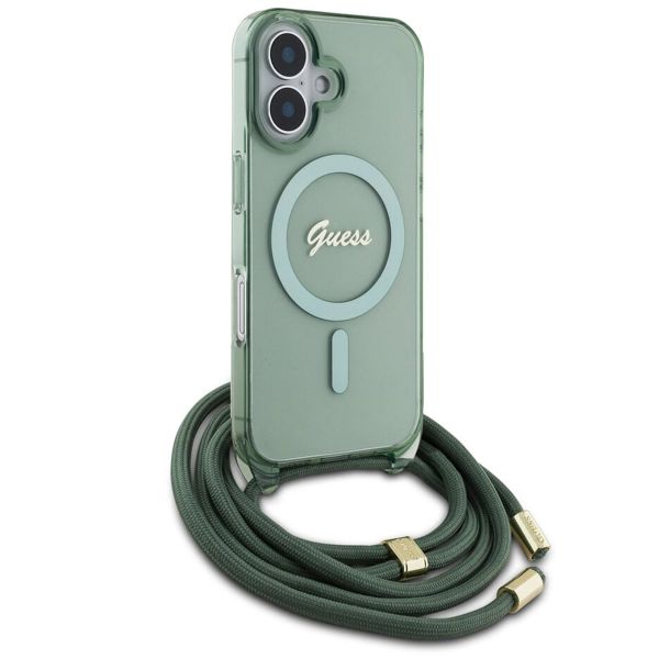 Guess Coque MagSafe IML avec crossbody cord iPhone 16 - Vert