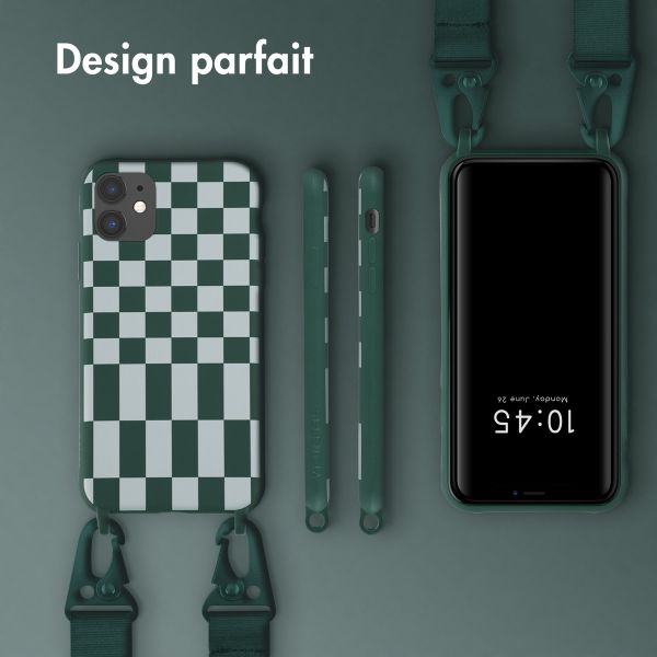 Selencia ﻿Coque design en silicone avec cordon amovible iPhone 11 - Irregular Check Green