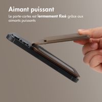 Accezz Portefeuille en cuir magnétique avec support - Compatible avec Apple Find My - Coffee Brown