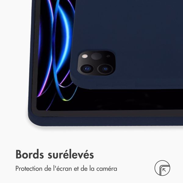 Accezz Coque Liquid Silicone avec porte-stylet Apple iPad Pro 12.9 (2022) / Pro 12.9 (2021) / Pro 12.9 (2020) - Bleu foncé
