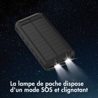 imoshion Solar Powerbank - Batterie externe avec panneau solaire - Charge rapide et fourniture d'énergie - 20.000 mAh - Noir