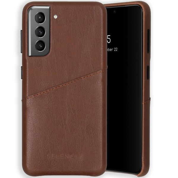 Selencia Coque arrière en cuir végétalien Vayu Galaxy S21 - Brun